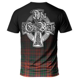 ScotsTee Shop Scottish Stewart of Appin Ancient Clan Crest Tartan T Shirt Featuring Alba Gu Brath Scotland Forever and Ever Celtic Cross