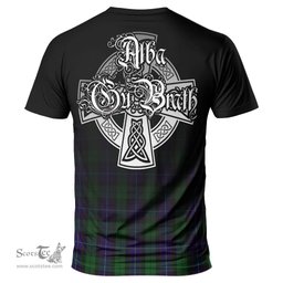 ScotsTee Shop Scottish Mitchell Clan Crest Tartan T Shirt Featuring Alba Gu Brath Scotland Forever and Ever Celtic Cross