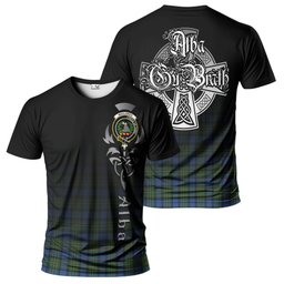 ScotsTee Shop Scottish MacLaren Ancient Clan Crest Tartan T Shirt Featuring Alba Gu Brath Scotland Forever and Ever Celtic Cross
