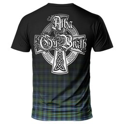 ScotsTee Shop Scottish MacNeil of Barra Ancient Clan Crest Tartan T Shirt Featuring Alba Gu Brath Scotland Forever and Ever Celtic Cross