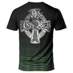 ScotsTee Shop Scottish Pringle Clan Crest Tartan T Shirt Featuring Alba Gu Brath Scotland Forever and Ever Celtic Cross