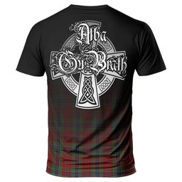 ScotsTee Shop Scottish MacLean of Duart Clan Crest Tartan T Shirt Featuring Alba Gu Brath Scotland Forever and Ever Celtic Cross