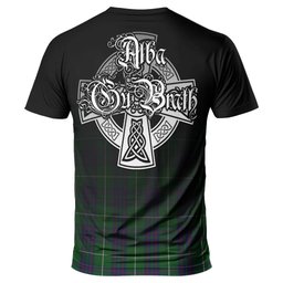 ScotsTee Shop Scottish MacIntyre Hunting Clan Crest Tartan T Shirt Featuring Alba Gu Brath Scotland Forever and Ever Celtic Cross