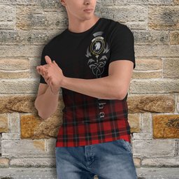 ScotsTee Shop Scottish Ramsay Modern Clan Crest Tartan T Shirt Featuring Alba Gu Brath Scotland Forever and Ever Celtic Cross