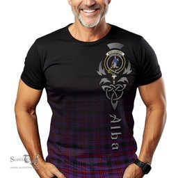 ScotsTee Shop Scottish Montgomery Modern Clan Crest Tartan T Shirt Featuring Alba Gu Brath Scotland Forever and Ever Celtic Cross