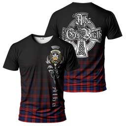 ScotsTee Shop Scottish MacLachlan Modern Clan Crest Tartan T Shirt Featuring Alba Gu Brath Scotland Forever and Ever Celtic Cross