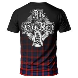 ScotsTee Shop Scottish MacLachlan Modern Clan Crest Tartan T Shirt Featuring Alba Gu Brath Scotland Forever and Ever Celtic Cross
