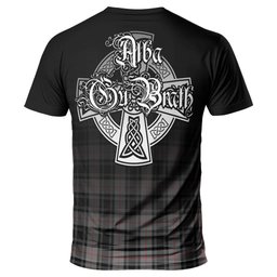 ScotsTee Shop Scottish Moffat Modern Clan Crest Tartan T Shirt Featuring Alba Gu Brath Scotland Forever and Ever Celtic Cross