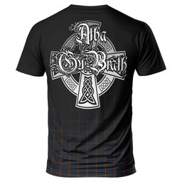 ScotsTee Shop Scottish MacLaine of Lochbuie Hunting Clan Crest Tartan T Shirt Featuring Alba Gu Brath Scotland Forever and Ever Celtic Cross