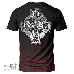 ScotsTee Shop Scottish Ross Clan Crest Tartan T Shirt Featuring Alba Gu Brath Scotland Forever and Ever Celtic Cross