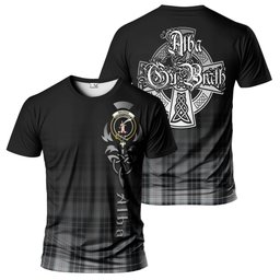 ScotsTee Shop Scottish MacRae Dress Clan Crest Tartan T Shirt Featuring Alba Gu Brath Scotland Forever and Ever Celtic Cross