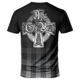ScotsTee Shop Scottish MacRae Dress Clan Crest Tartan T Shirt Featuring Alba Gu Brath Scotland Forever and Ever Celtic Cross