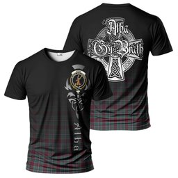 ScotsTee Shop Scottish Spens (Spence) Clan Crest Tartan T Shirt Featuring Alba Gu Brath Scotland Forever and Ever Celtic Cross