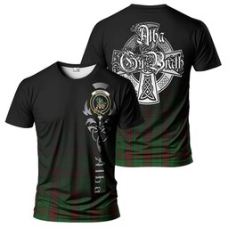 ScotsTee Shop Scottish Maxwell Hunting Clan Crest Tartan T Shirt Featuring Alba Gu Brath Scotland Forever and Ever Celtic Cross