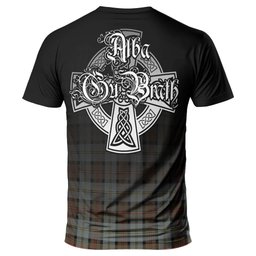 ScotsTee Shop Scottish MacLeod of Harris Weathered Clan Crest Tartan T Shirt Featuring Alba Gu Brath Scotland Forever and Ever Celtic Cross