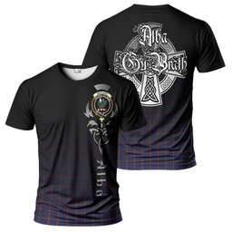 ScotsTee Shop Scottish MacLaine of Lochbuie Clan Crest Tartan T Shirt Featuring Alba Gu Brath Scotland Forever and Ever Celtic Cross