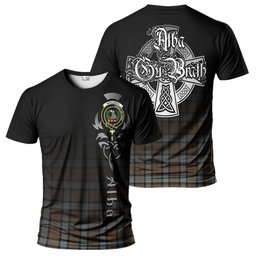 ScotsTee Shop Scottish MacLaren Weathered Clan Crest Tartan T Shirt Featuring Alba Gu Brath Scotland Forever and Ever Celtic Cross