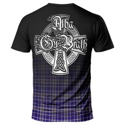 ScotsTee Shop Scottish Ochterlony Clan Crest Tartan T Shirt Featuring Alba Gu Brath Scotland Forever and Ever Celtic Cross