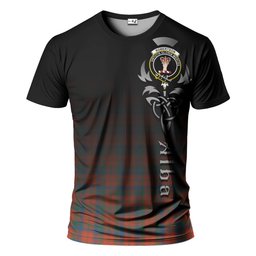 ScotsTee Shop Scottish Robertson Ancient Clan Crest Tartan T Shirt Featuring Alba Gu Brath Scotland Forever and Ever Celtic Cross