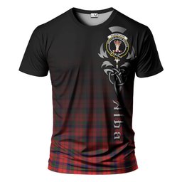 ScotsTee Shop Scottish Robertson Modern Clan Crest Tartan T Shirt Featuring Alba Gu Brath Scotland Forever and Ever Celtic Cross