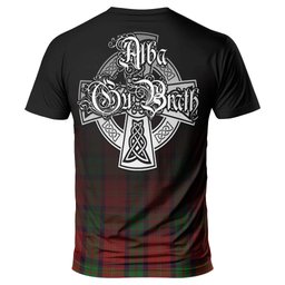 ScotsTee Shop Scottish MacPherson of Cluny Clan Crest Tartan T Shirt Featuring Alba Gu Brath Scotland Forever and Ever Celtic Cross