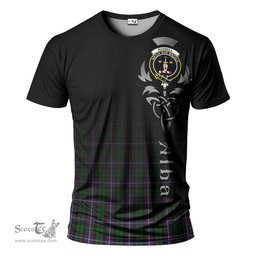 ScotsTee Shop Scottish Russell Clan Crest Tartan T Shirt Featuring Alba Gu Brath Scotland Forever and Ever Celtic Cross