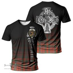 ScotsTee Shop Scottish Munro Ancient Clan Crest Tartan T Shirt Featuring Alba Gu Brath Scotland Forever and Ever Celtic Cross