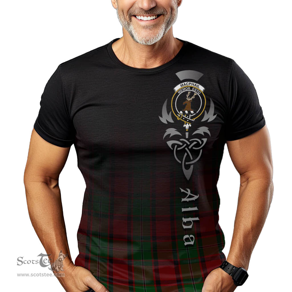 ScotsTee Shop Scottish MacPhail Clan Crest Tartan T Shirt Featuring Alba Gu Brath Scotland Forever and Ever Celtic Cross