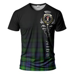ScotsTee Shop Scottish Meldrum Clan Crest Tartan T Shirt Featuring Alba Gu Brath Scotland Forever and Ever Celtic Cross