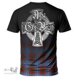 ScotsTee Shop Scottish Trotter Clan Crest Tartan T Shirt Featuring Alba Gu Brath Scotland Forever and Ever Celtic Cross