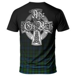 ScotsTee Shop Scottish McCoy Clan Crest Tartan T Shirt Featuring Alba Gu Brath Scotland Forever and Ever Celtic Cross