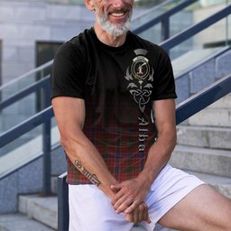 ScotsTee Shop Scottish MacRae Ancient Clan Crest Tartan T Shirt Featuring Alba Gu Brath Scotland Forever and Ever Celtic Cross