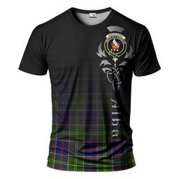 ScotsTee Shop Scottish Whitefoord Modern Clan Crest Tartan T Shirt Featuring Alba Gu Brath Scotland Forever and Ever Celtic Cross