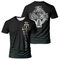 ScotsTee Shop Scottish Robertson Hunting Clan Crest Tartan T Shirt Featuring Alba Gu Brath Scotland Forever and Ever Celtic Cross