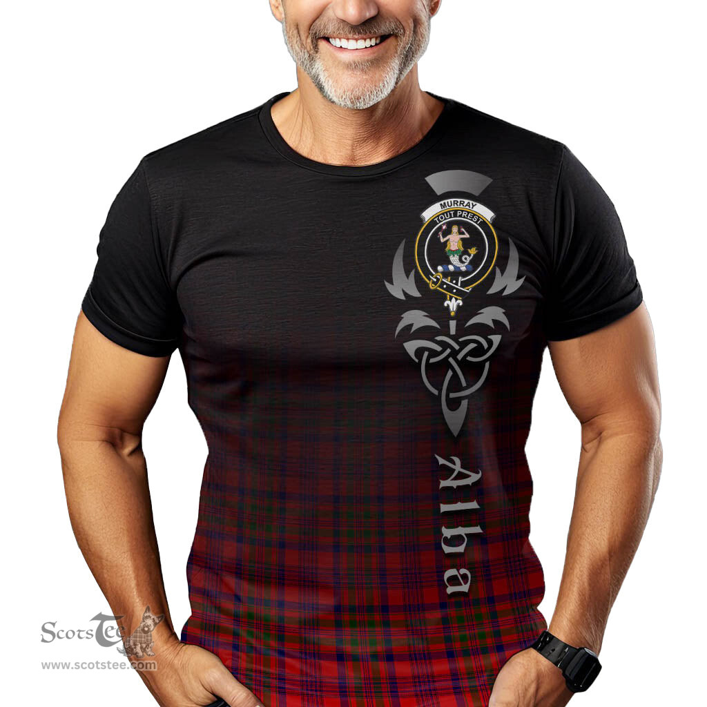 ScotsTee Shop Scottish Murray of Tulloch Modern Clan Crest Tartan T Shirt Featuring Alba Gu Brath Scotland Forever and Ever Celtic Cross