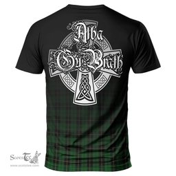 ScotsTee Shop Scottish Wallace Hunting Clan Crest Tartan T Shirt Featuring Alba Gu Brath Scotland Forever and Ever Celtic Cross