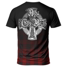 ScotsTee Shop Scottish Wemyss Clan Crest Tartan T Shirt Featuring Alba Gu Brath Scotland Forever and Ever Celtic Cross