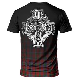 ScotsTee Shop Scottish Sinclair Clan Crest Tartan T Shirt Featuring Alba Gu Brath Scotland Forever and Ever Celtic Cross