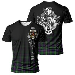 ScotsTee Shop Scottish Sutherland Modern Clan Crest Tartan T Shirt Featuring Alba Gu Brath Scotland Forever and Ever Celtic Cross