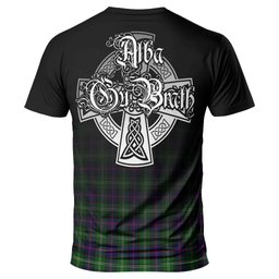 ScotsTee Shop Scottish Sutherland Modern Clan Crest Tartan T Shirt Featuring Alba Gu Brath Scotland Forever and Ever Celtic Cross