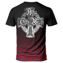 ScotsTee Shop Scottish Rait Clan Crest Tartan T Shirt Featuring Alba Gu Brath Scotland Forever and Ever Celtic Cross