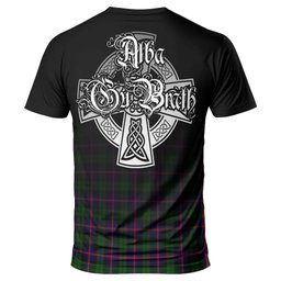 ScotsTee Shop Scottish Urquhart Modern Clan Crest Tartan T Shirt Featuring Alba Gu Brath Scotland Forever and Ever Celtic Cross