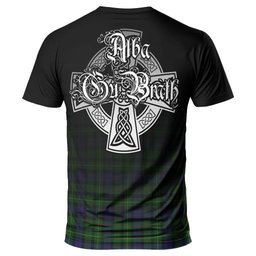ScotsTee Shop Scottish Rollo Clan Crest Tartan T Shirt Featuring Alba Gu Brath Scotland Forever and Ever Celtic Cross