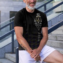 ScotsTee Shop Scottish MacLellan Clan Crest Tartan T Shirt Featuring Alba Gu Brath Scotland Forever and Ever Celtic Cross