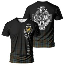 ScotsTee Shop Scottish MacTavish Hunting Clan Crest Tartan T Shirt Featuring Alba Gu Brath Scotland Forever and Ever Celtic Cross