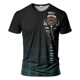 ScotsTee Shop Scottish MacLeod Green Clan Crest Tartan T Shirt Featuring Alba Gu Brath Scotland Forever and Ever Celtic Cross