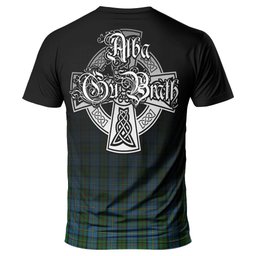 ScotsTee Shop Scottish MacLeod Green Clan Crest Tartan T Shirt Featuring Alba Gu Brath Scotland Forever and Ever Celtic Cross