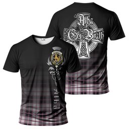 ScotsTee Shop Scottish MacPherson Hunting Modern Clan Crest Tartan T Shirt Featuring Alba Gu Brath Scotland Forever and Ever Celtic Cross