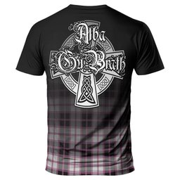 ScotsTee Shop Scottish MacPherson Hunting Modern Clan Crest Tartan T Shirt Featuring Alba Gu Brath Scotland Forever and Ever Celtic Cross
