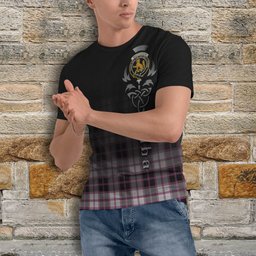 ScotsTee Shop Scottish MacPherson Hunting Modern Clan Crest Tartan T Shirt Featuring Alba Gu Brath Scotland Forever and Ever Celtic Cross